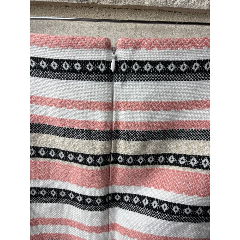 Loft Outlet Womens Pink‎ Black White Striped Geometric Woven Mini Skirt Size 16